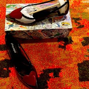 Jeffrey Campbell sz 9 new with box clear patent shoes kitten heel red hearts